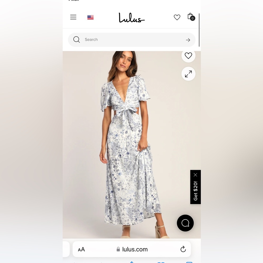 Lulus Stroll the Avenues White Floral Print Tie-Front Maxi Dress. Medium.